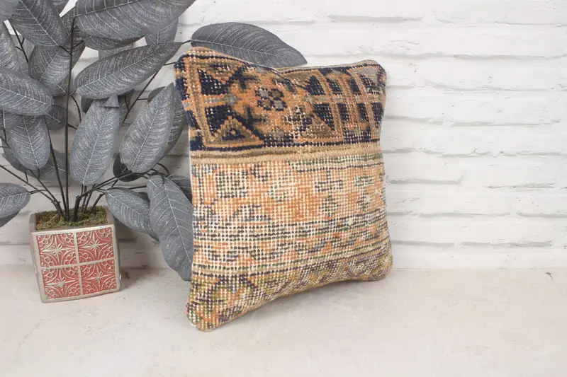 14x14 Blue Pillow Sham, Interior Designer Pillow, Ethnic Pillow, Pillow, Lounge Throw Pillow Sham, Pillow for Sofa, Ethnical Kilim Rug Pillow - 3