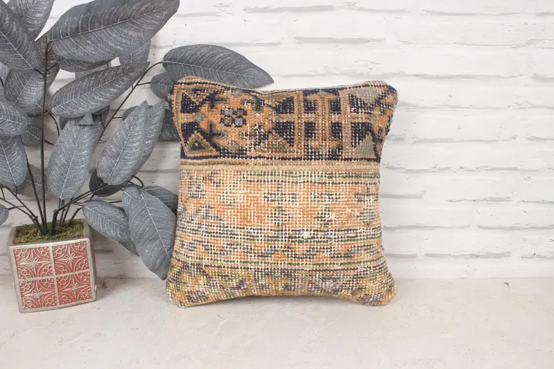 14x14 Blue Pillow Sham, Interior Designer Pillow, Ethnic Pillow, Pillow, Lounge Throw Pillow Sham, Pillow for Sofa, Ethnical Kilim Rug Pillow - 1