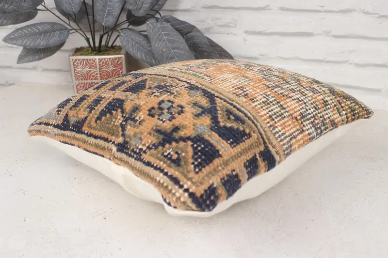 14x14 Blue Pillow Sham, Interior Designer Pillow, Ethnic Pillow, Pillow, Lounge Throw Pillow Sham, Pillow for Sofa, Ethnical Kilim Rug Pillow - 6