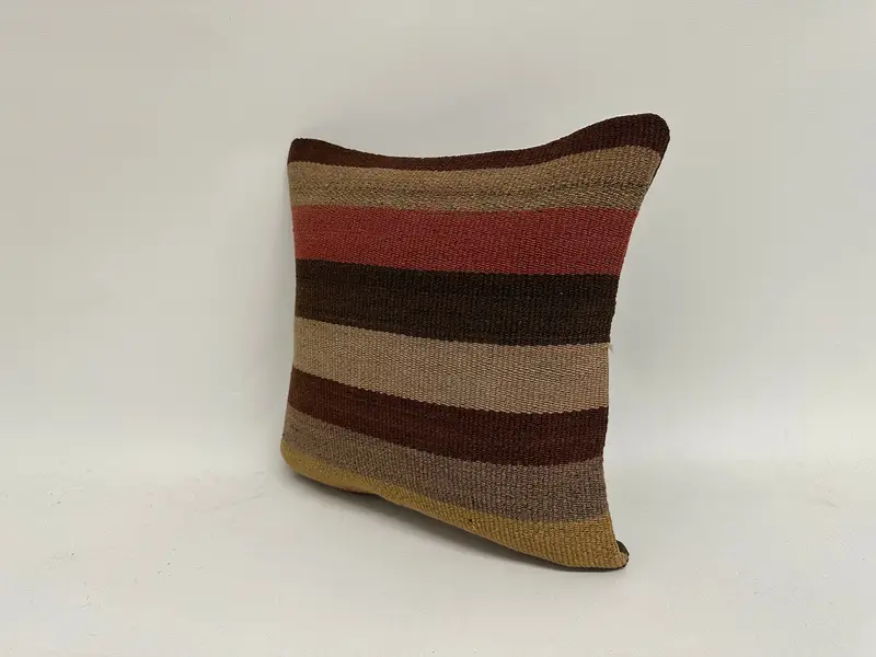 Interior Designer Pillow, Cushion Case, Kilim Cushion Sham, 12x12 Brown Cushion Cover, One Of A Kind Pillow Cover, Home Decor Pillow - 4