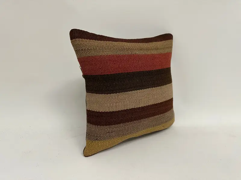 Interior Designer Pillow, Cushion Case, Kilim Cushion Sham, 12x12 Brown Cushion Cover, One Of A Kind Pillow Cover, Home Decor Pillow - 3
