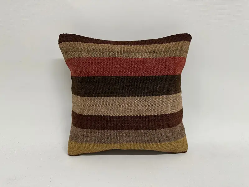 Interior Designer Pillow, Cushion Case, Kilim Cushion Sham, 12x12 Brown Cushion Cover, One Of A Kind Pillow Cover, Home Decor Pillow - 1
