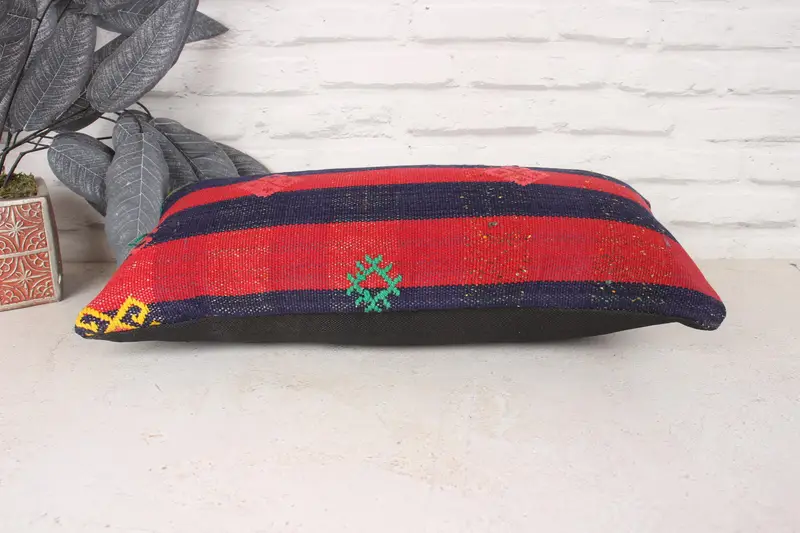 Bench Pillow Case, Ethnic Cushion Cover, Pillow Case, Boho Pillow Sham Cover, Vintage Kilim Pillow, Pillow for Couch, 10x20 Red Pillow - 5