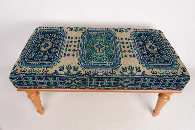 Modüler Yeşil & Bronz Osmanlı Seti, Kilimden Esinlenen Yün Karışımlı Osmanlılar