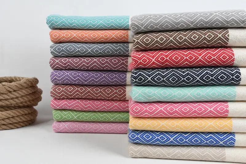 Xmas Gifts, Yoga Towel, Quick-dry towel, Bridesmaid Gift Towel, Turkish Towel Beach, 68x38 Cotton Diamond Towel, Turkish beach towel with fringe - 2