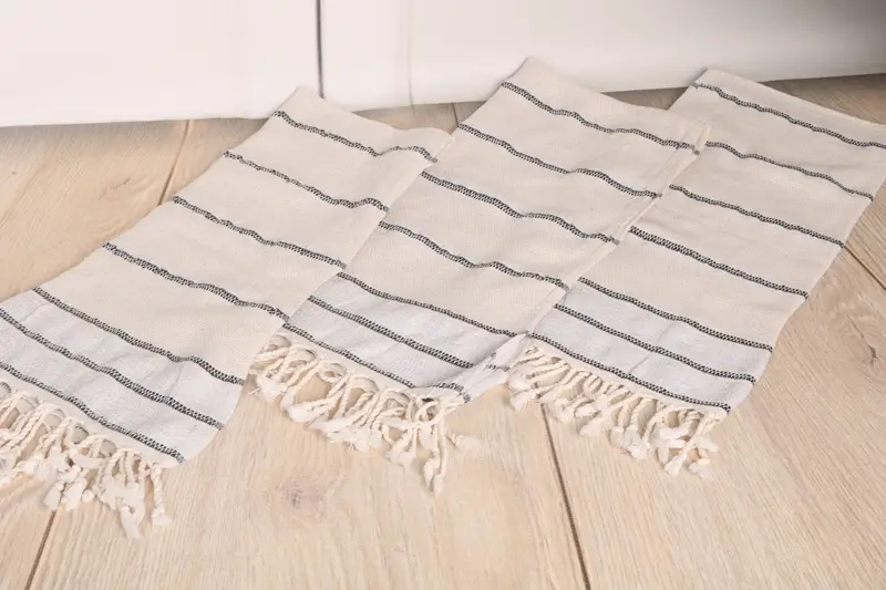 Monogram havlu, banyo havlu, 40x20 keten çizgili havlu, düğün iyiliği, gelin duş hediyesi, yaz havlu, nedime hediyeleri, iş arkadaşı için hediye - 6
