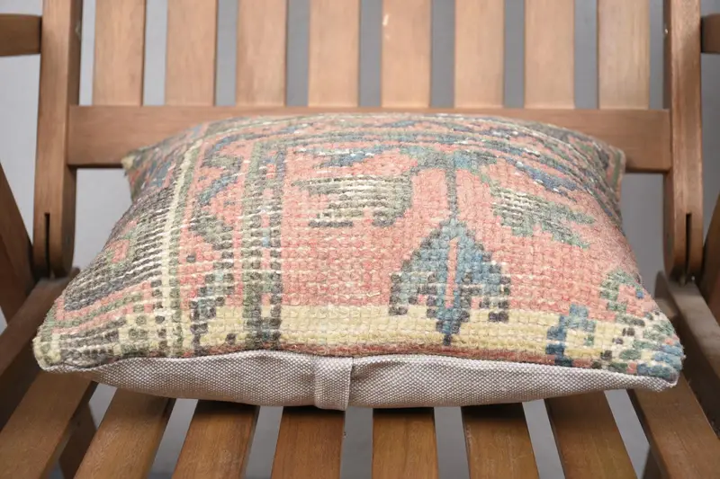 Personalized Gift Pillow Cushion, 14x14 Pink Cushion Case, Turkish Pillow, Ethnical Kilim Rug Pillow, Nomadic Cushion, Pillow Sham, Boho Pillow - 5