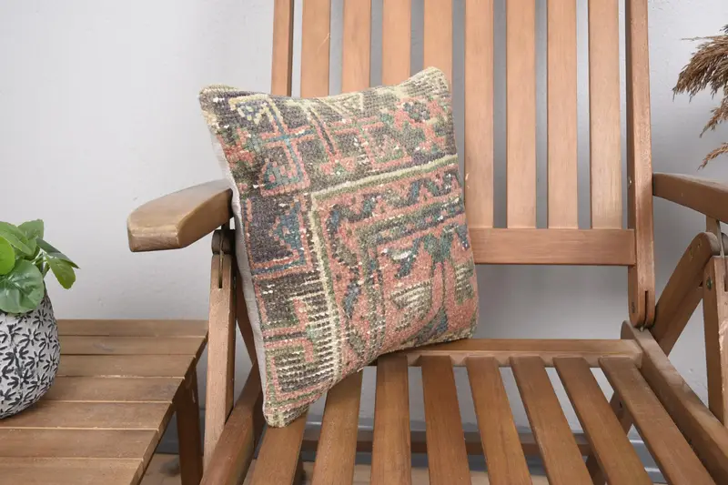 Personalized Gift Pillow Cushion, 14x14 Pink Cushion Case, Turkish Pillow, Ethnical Kilim Rug Pillow, Nomadic Cushion, Pillow Sham, Boho Pillow - 2