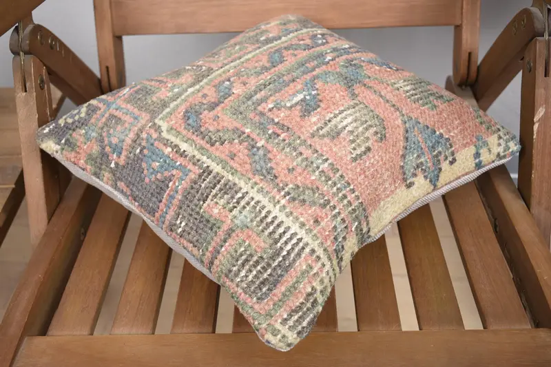 Personalized Gift Pillow Cushion, 14x14 Pink Cushion Case, Turkish Pillow, Ethnical Kilim Rug Pillow, Nomadic Cushion, Pillow Sham, Boho Pillow - 4