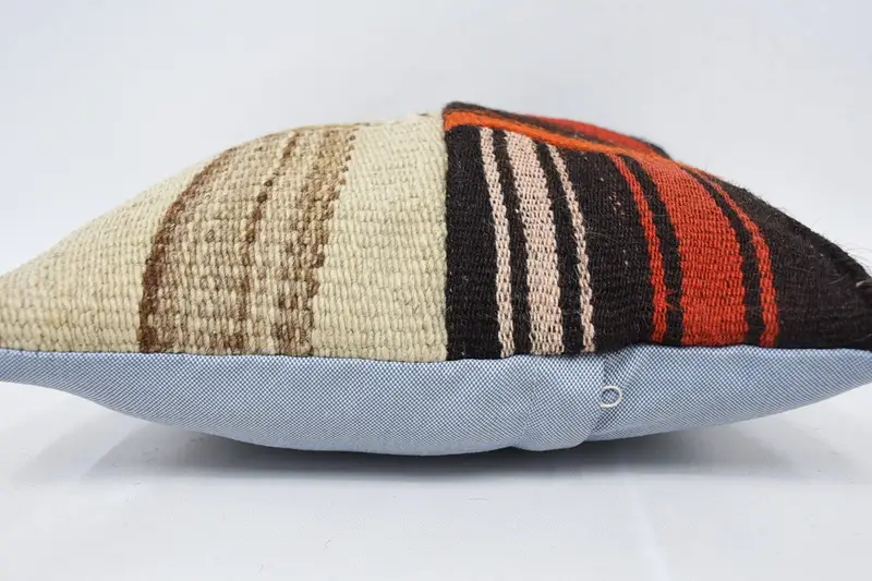 Neutral Cushion Case, Vintage Kilim Throw Pillow, Ethnical Kilim Rug Pillow, 14x14 Brown Cushion, Kilim Pillow Cover, Cushion Case, Ikat Cushion - 5