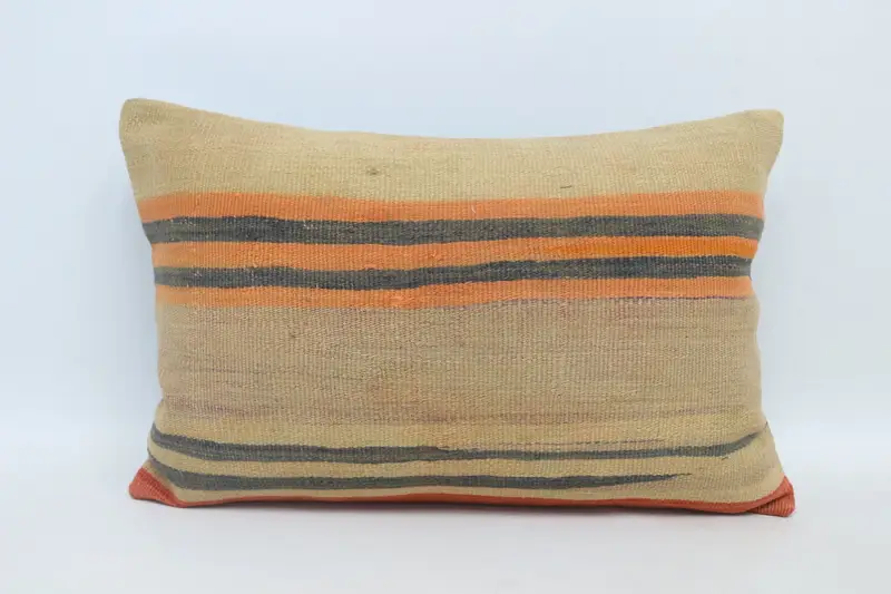 Vintage Yastık, 16x24 Bej Yastık Kılıfı, Özelleştirilmiş Yastık Örtüsü, Kilim Yastık Sham, Doğal Yastık Kılıfı, Kilim Yastığı, Yastık - 1