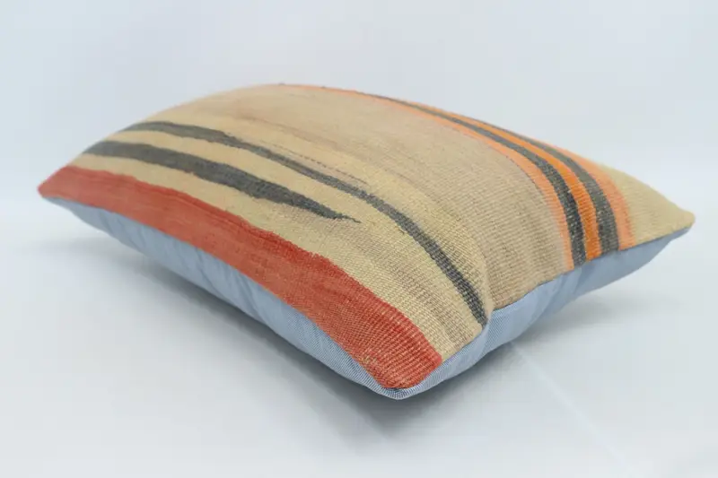 Vintage Yastık, 16x24 Bej Yastık Kılıfı, Özelleştirilmiş Yastık Örtüsü, Kilim Yastık Sham, Doğal Yastık Kılıfı, Kilim Yastığı, Yastık - 6