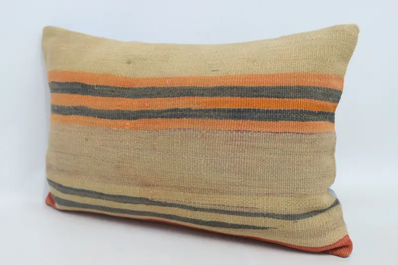Vintage Yastık, 16x24 Bej Yastık Kılıfı, Özelleştirilmiş Yastık Örtüsü, Kilim Yastık Sham, Doğal Yastık Kılıfı, Kilim Yastığı, Yastık - 4