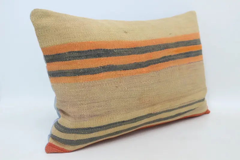 Vintage Yastık, 16x24 Bej Yastık Kılıfı, Özelleştirilmiş Yastık Örtüsü, Kilim Yastık Sham, Doğal Yastık Kılıfı, Kilim Yastığı, Yastık - 3