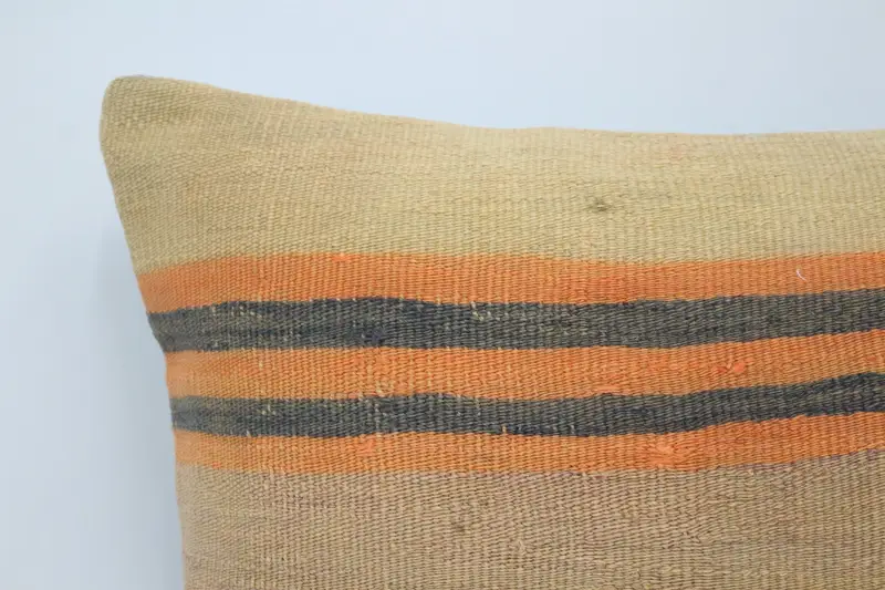 Vintage Yastık, 16x24 Bej Yastık Kılıfı, Özelleştirilmiş Yastık Örtüsü, Kilim Yastık Sham, Doğal Yastık Kılıfı, Kilim Yastığı, Yastık - 2