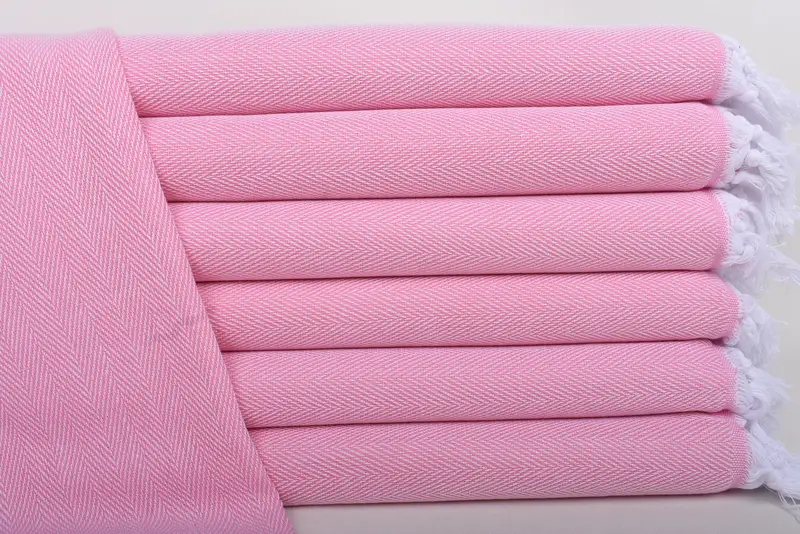 Custom Kitchen Towel, Personalized Hand Towel, Pink, Herringbone, 18x34 Inches