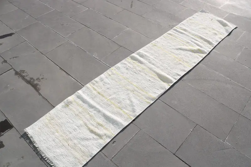 1,6x8 ft türkischer Teppich, Oushak-Teppich, weiß umrandete Teppichwolle - 1