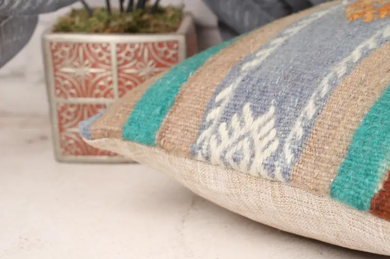 Meditation Pillow Sham, Handwoven Pillow Cover Pillow Cover, Vintage Pillow, Pillow for Sofa, 12x12 Green Cushion Case, Cushion, Antique Pillows - 7