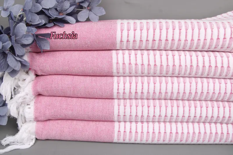 Geometric Turkish Bath Towel Organic Cotton Beige, 40x71