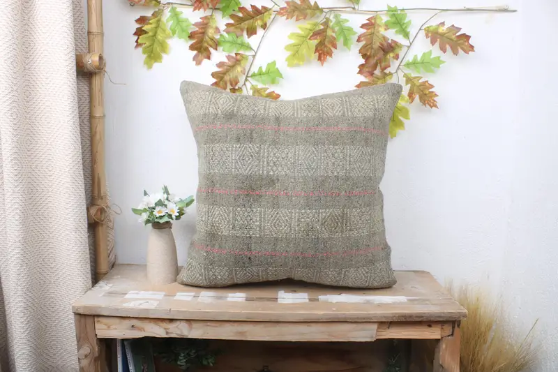 20x20 Brown Pillow, Kilim Cushion Sham, Kilim Pillow Cover, Cushion, Handmade Throw Cushion Cover, Boho Pillow Sham Cover - 1