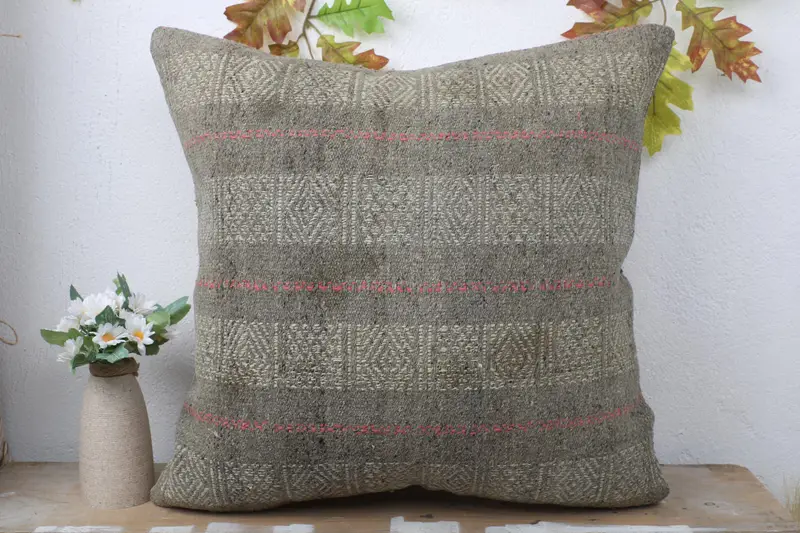 20x20 Brown Pillow, Kilim Cushion Sham, Kilim Pillow Cover, Cushion, Handmade Throw Cushion Cover, Boho Pillow Sham Cover - 2