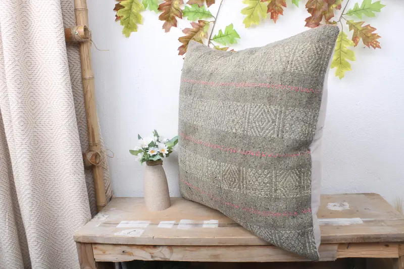 20x20 Brown Pillow, Kilim Cushion Sham, Kilim Pillow Cover, Cushion, Handmade Throw Cushion Cover, Boho Pillow Sham Cover - 4