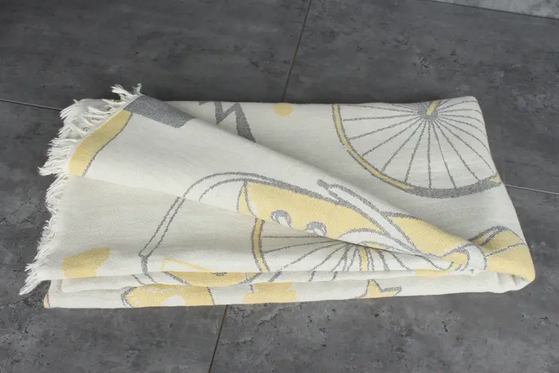 Turkish Cotton Throw Blanket, Tablecloth, Aesthetic Blanket, Couch Blanket, Bachelorette Gifts, Turkish Blanket, 84x64 Cotton Bicycle Design Towel - 4