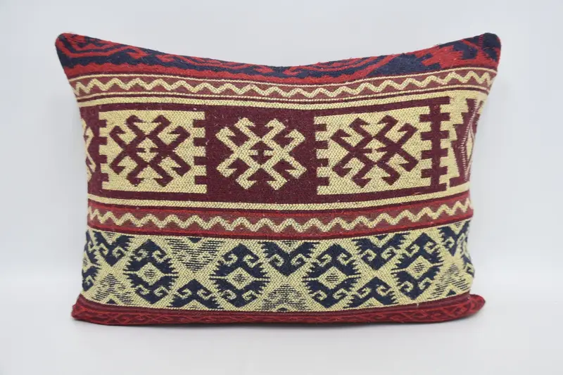 Pillow Cover, Ethnical Kilim Rug Pillow, 20x28 Red Pillow Sham, Morroccon Kilim Cushion Pillow Case, Home Decor Pillow, Turkish Pillow - 1