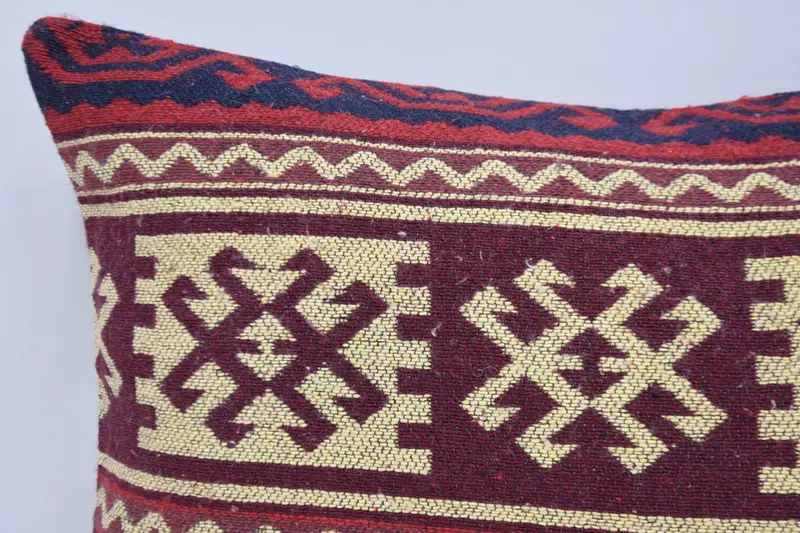 Pillow Cover, Ethnical Kilim Rug Pillow, 20x28 Red Pillow Sham, Morroccon Kilim Cushion Pillow Case, Home Decor Pillow, Turkish Pillow - 2
