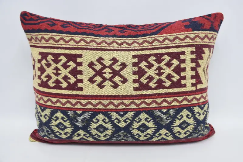 Pillow Cover, Ethnical Kilim Rug Pillow, 20x28 Red Pillow Sham, Morroccon Kilim Cushion Pillow Case, Home Decor Pillow, Turkish Pillow - 5