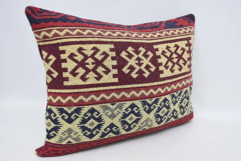 Pillow Cover, Ethnical Kilim Rug Pillow, 20x28 Red Pillow Sham, Morroccon Kilim Cushion Pillow Case, Home Decor Pillow, Turkish Pillow - 3