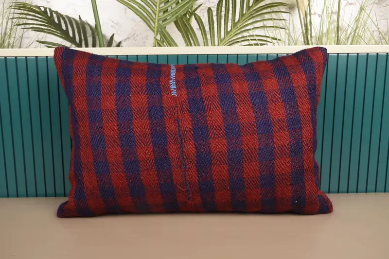 Striped Throw Antique Pillow Cover, Thanksgiving Gift 40x60 cm Contemporary Red Euro Sham - 1