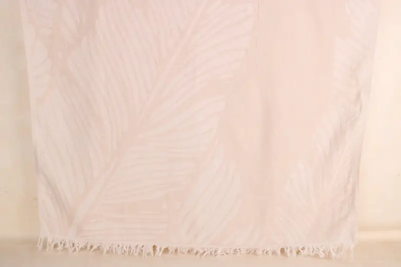 Personalized Wedding Gift Floral Design Light Beige Cotton Towel, 40x71 Inches