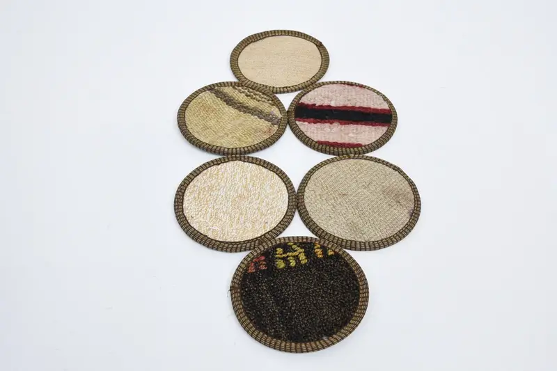 ボヘミアンベージュ&ブラウンラウンドコースター、多用途ボヘミアンコースター