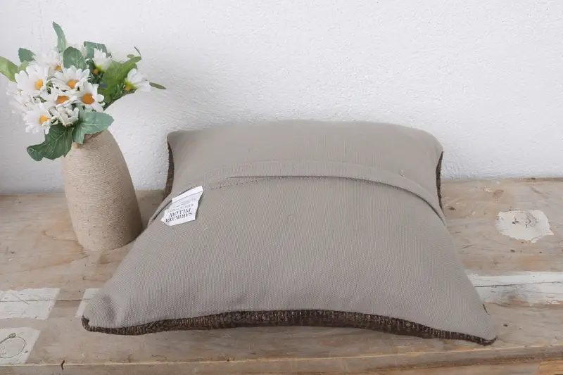 Pillow Case, Bed Pillow Cover, Farmhouse Cushion, Gift Pillow, Boho Pillow, 12x12 Brown Pillow Case, Ethnical Kilim Rug Pillow - 7