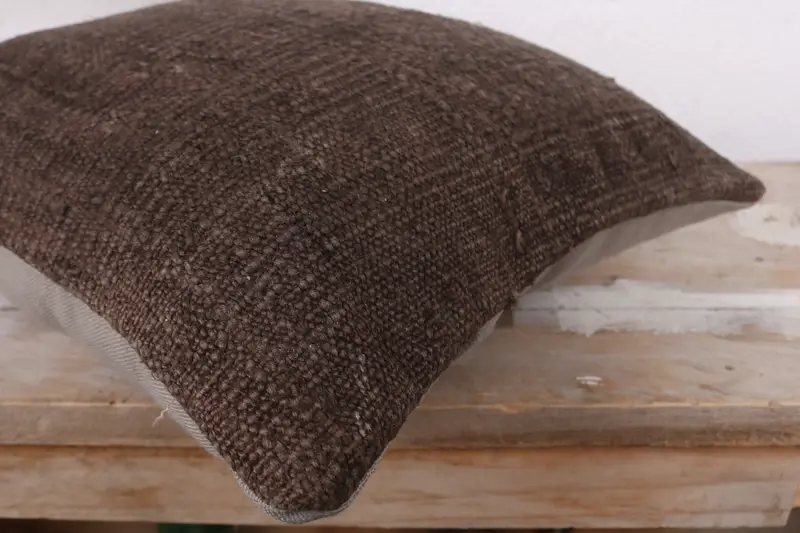 Pillow Case, Bed Pillow Cover, Farmhouse Cushion, Gift Pillow, Boho Pillow, 12x12 Brown Pillow Case, Ethnical Kilim Rug Pillow - 6