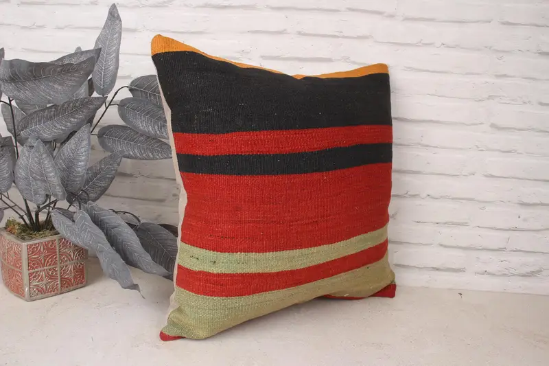 Antique Pillows, Interior Designer Pillow, Throw Kilim Pillow, 20x20 Red Pillow Case, Authentic Pillow Cover, Bed Cushion Cover, Cushion - 3