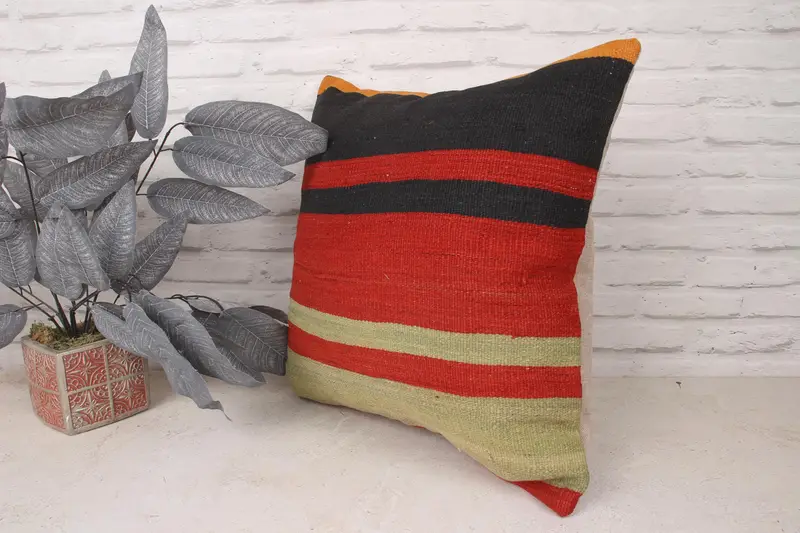 Antique Pillows, Interior Designer Pillow, Throw Kilim Pillow, 20x20 Red Pillow Case, Authentic Pillow Cover, Bed Cushion Cover, Cushion - 4