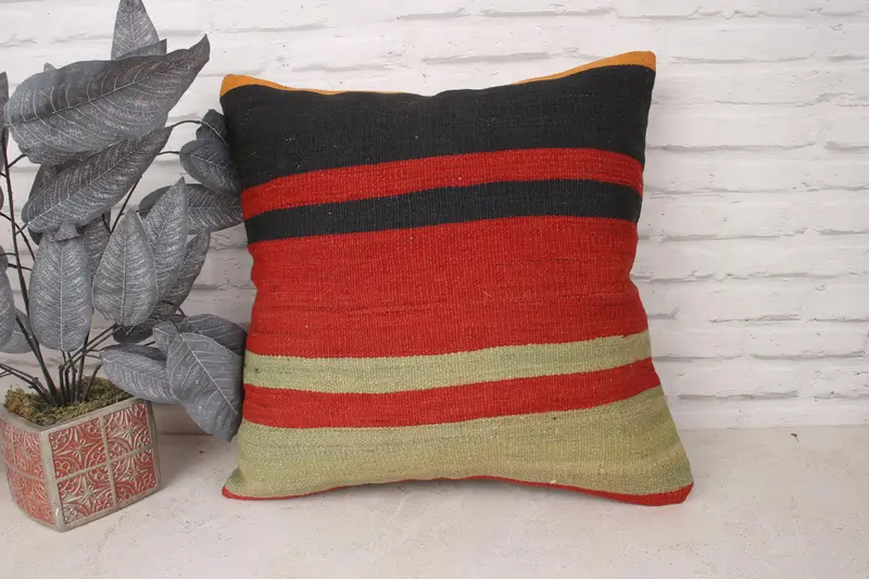 Antique Pillows, Interior Designer Pillow, Throw Kilim Pillow, 20x20 Red Pillow Case, Authentic Pillow Cover, Bed Cushion Cover, Cushion - 1