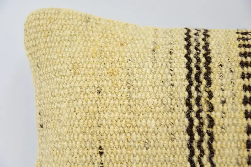 Throw Kilim Pillow, Cotton Cushion Case, Crochet Pattern Cushion Cover, Handmade Kilim Cushion, Cushion, 8x16 Beige Cushion Cover, Pillow for Couch - 2