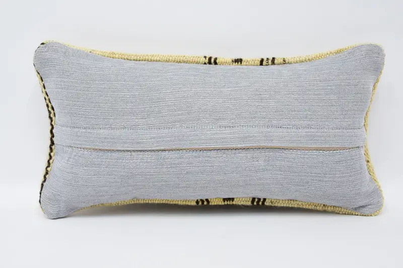 Throw Kilim Pillow, Cotton Cushion Case, Crochet Pattern Cushion Cover, Handmade Kilim Cushion, Cushion, 8x16 Beige Cushion Cover, Pillow for Couch - 6