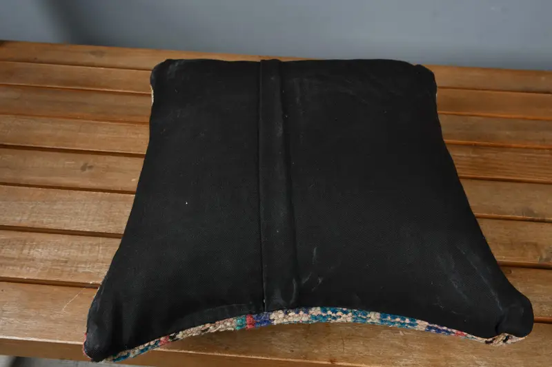 Cubierta de almohada, almohada boho, almohada de regalo, cojín étnico, cubierta simulada de almohada de almohada de boho, cubierta de almohada azul de 14x14, funda de almohada de kilim vintage - 5