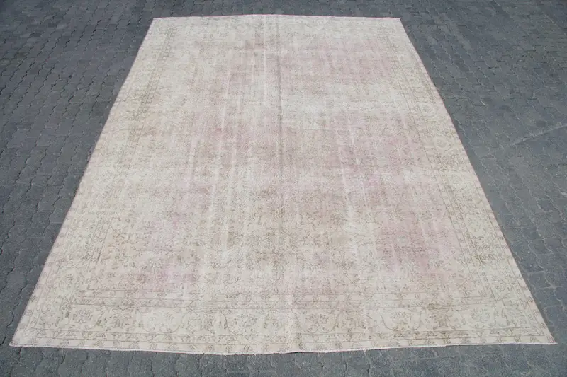 8,7x11,9 ft Vintage Oushak Teppich, türkischer Teppich, grauer Tarnwollteppich - 1