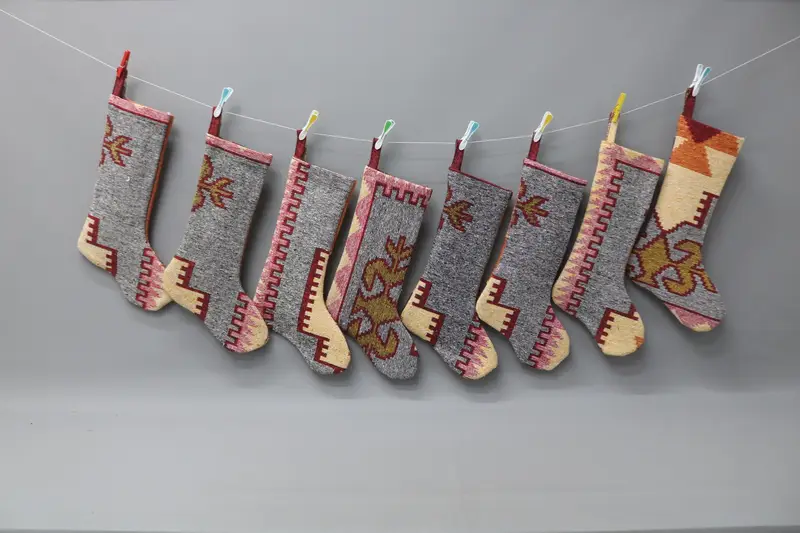 Noel Süsleri Deseni, 22 İnç Geniş Tatil Çorabı