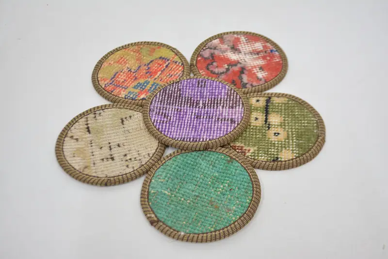 Posavasos redondo verde y beige, mantel antideslizante duradero