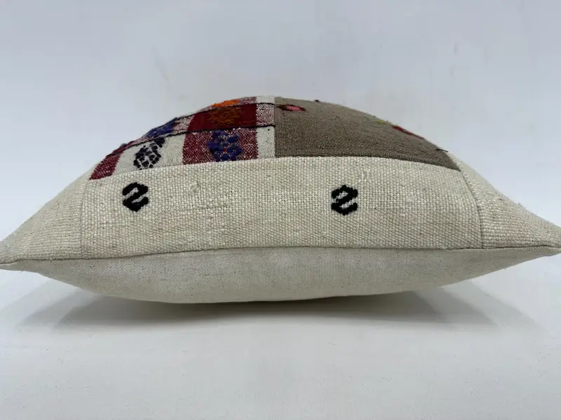 18x18 Beige Cushion Cover, Gift Pillow, Cushion Cover, Kilim Pillow Cover, Handmade Kilim Cushion, Authentic Cushion Case - 5