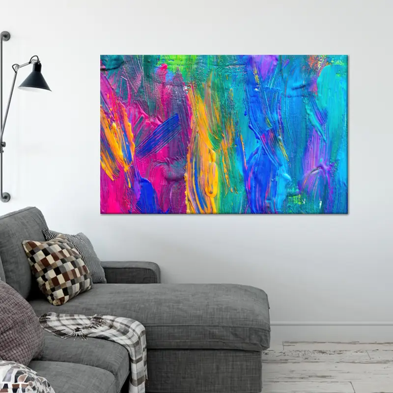 Abstract Colorful Canvas: Vibrant Brush Pattern Printed Masterpiece