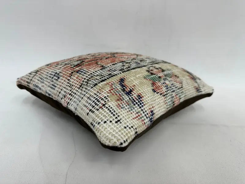 Orange & Beige Southwestern Embroidered Pillow, 12x12 Inch Throw Pillow - 6
