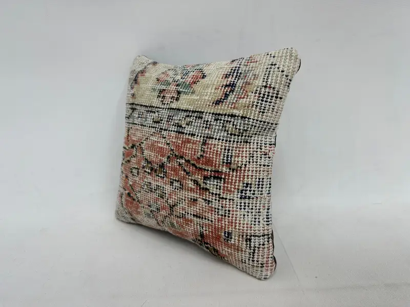 Orange & Beige Southwestern Embroidered Pillow, 12x12 Inch Throw Pillow - 4