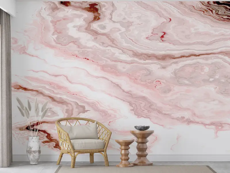 Modern Mermer Soyut Pembe Baskılı Duvar Kağıdı: Zarif Ev Dekorasyonu